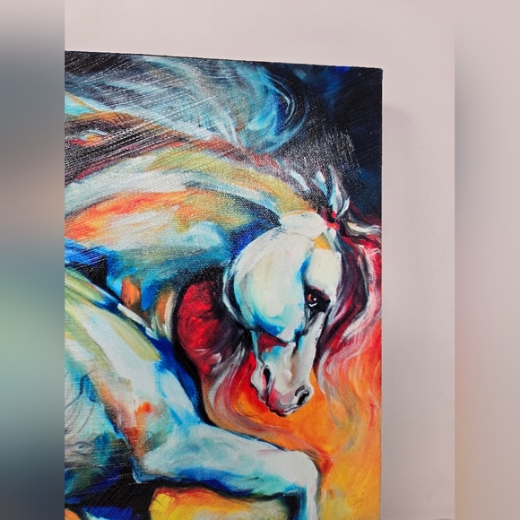 Marcia Baldwin The Stallion Prance Colorful Horse Art On Canvas 15x15 Equestrian - Picture 5 of 9